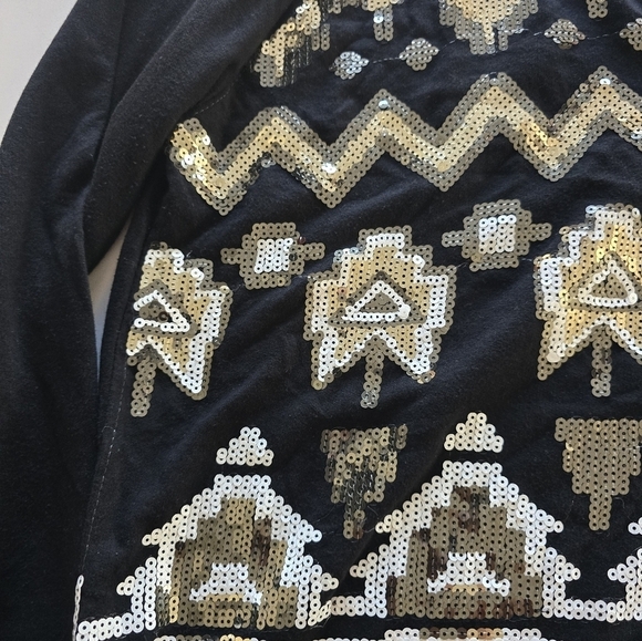 Wallflower Sweatshirt Women Sz L Black White Long Sleeve Embroidered Sequin - Picture 7 of 12